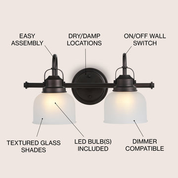 Virginia Metal/Glass LED Vanity Light
